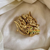 Gold Look Alike Temple Kumkum Box -Shiv Parivar-G10263